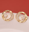 1 Pair Ig Style Shiny Star Moon Plating Inlay Brass Zircon 18k Gold Plated Ear Studs