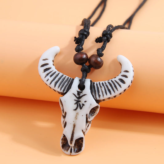 Vintage Style Ethnic Style Bull Head Arylic Wholesale Pendant Necklace