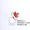 Elegant Classic Style Geometric Maple Leaf Copper Plating Inlay Zircon Open Rings