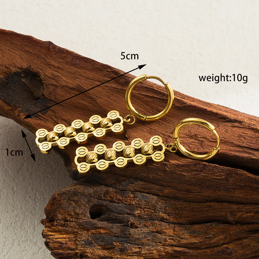Wholesale Basic Vintage Style Round Stainless Steel Plating 18k Gold Plated Rings Earrings Necklace