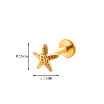 1 Piece Ig Style Vintage Style Palm Feather Snake Plating Inlay Titanium Alloy Zircon 18k Gold Plated Ear Studs