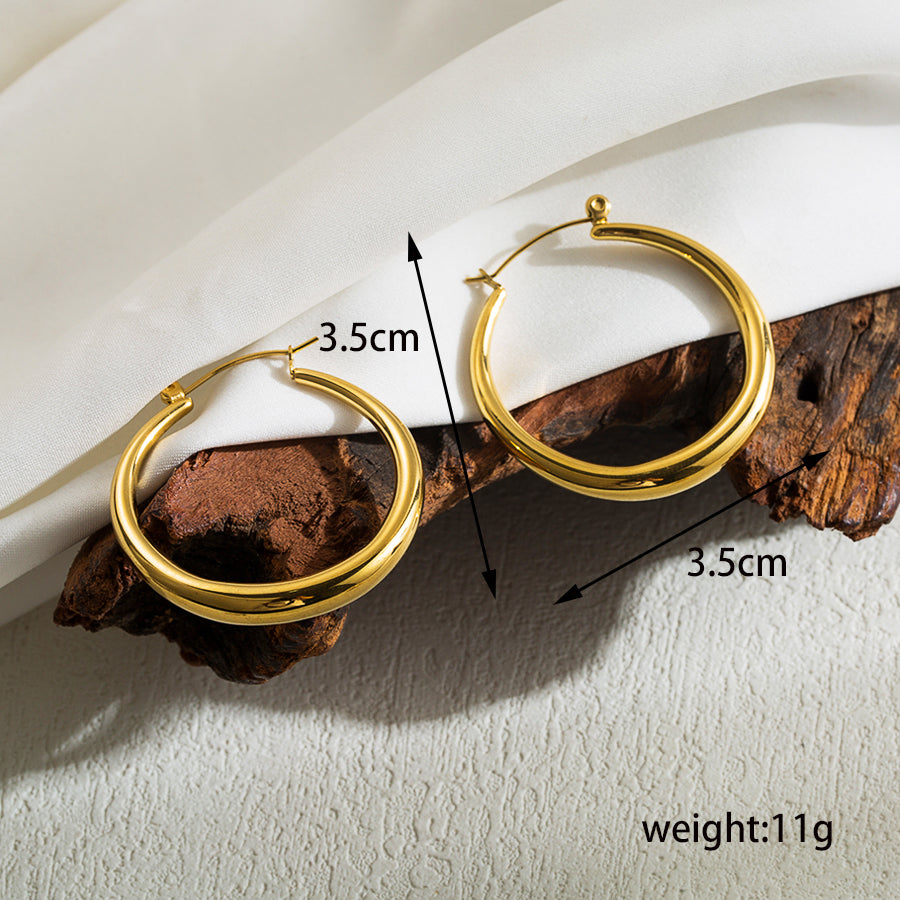 1 Pair Simple Style C Shape Plating Stainless Steel 18k Gold Plated Ear Studs