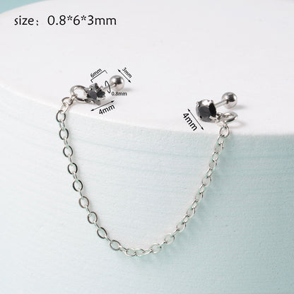 Fashion Heart Shape Stainless Steel Inlay Zircon Ear Studs 1 Piece