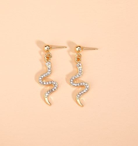 1 Pair Vacation Classic Style Snake Inlay Alloy Rhinestones Drop Earrings