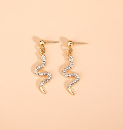 1 Pair Vacation Classic Style Snake Inlay Alloy Rhinestones Drop Earrings