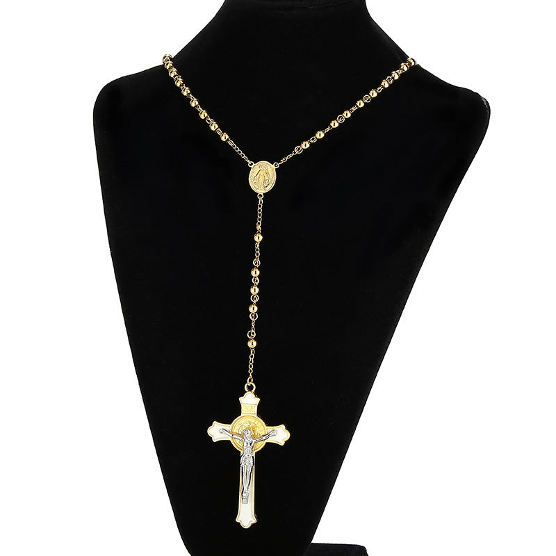 Wholesale Vintage Style Cross Titanium Steel Pendant Necklace