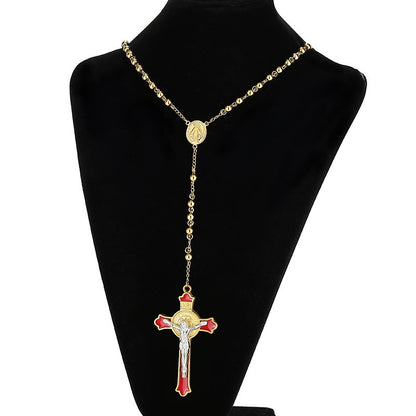 Wholesale Vintage Style Cross Titanium Steel Pendant Necklace