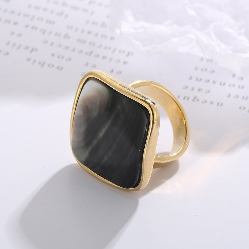 Hip-hop Retro Geometric Square Titanium Steel Plating Rings