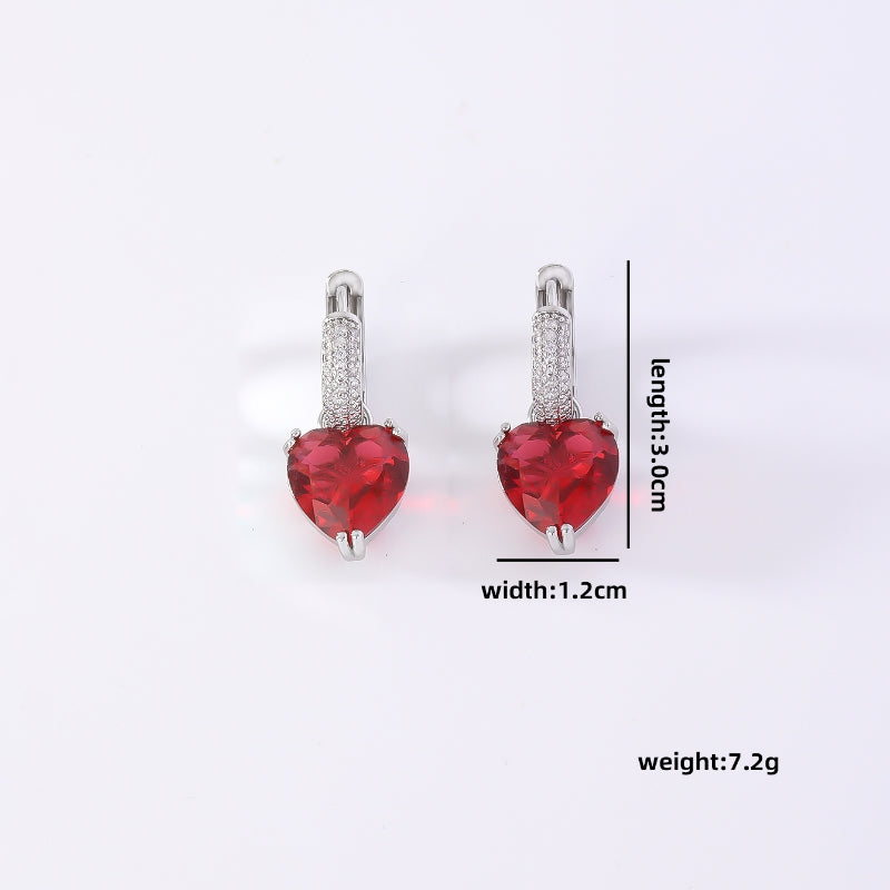 1 Pair Sweet Simple Style Shiny Square Heart Shape Rectangle Inlay Copper Zircon Drop Earrings
