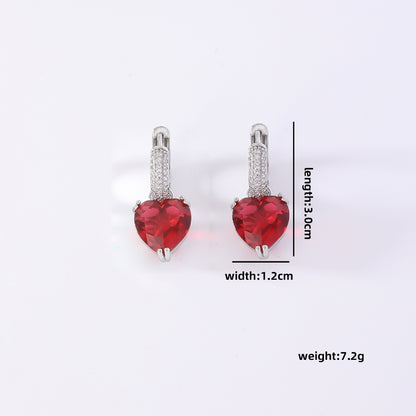 1 Pair Sweet Simple Style Shiny Square Heart Shape Rectangle Inlay Copper Zircon Drop Earrings