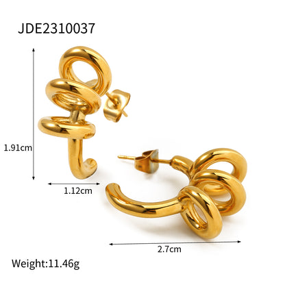 Ig Style Geometric Stainless Steel Plating 18k Gold Plated Rings Earrings