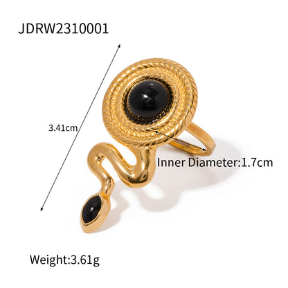 Retro Snake Stainless Steel Plating 18k Gold Plated Rings Earrings
