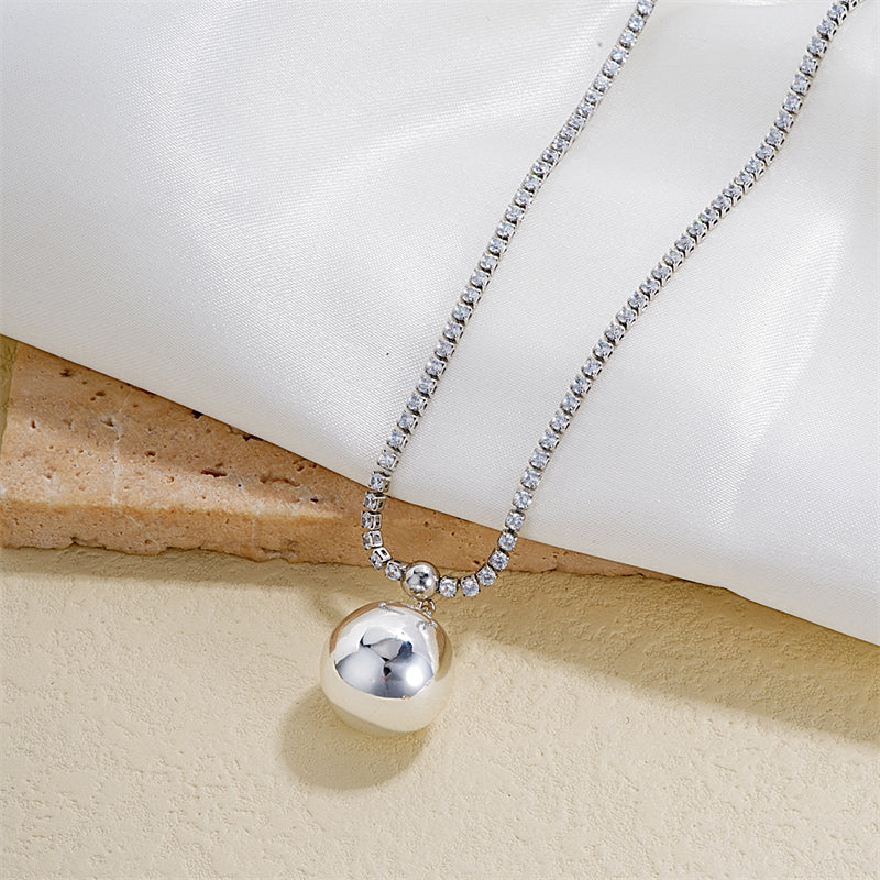 Ig Style Simple Style Round Ball Copper Plating White Gold Plated Gold Plated Pendant Necklace