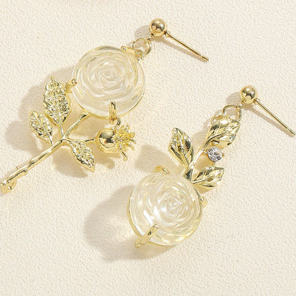 1 Pair Vintage Style Flower Plating Inlay Alloy Artificial Pearls Rhinestones 14k Gold Plated Drop Earrings