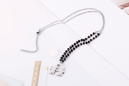 Wholesale Cartoon Style Cartoon Character Stainless Steel Titanium Steel Beaded Pendant Necklace