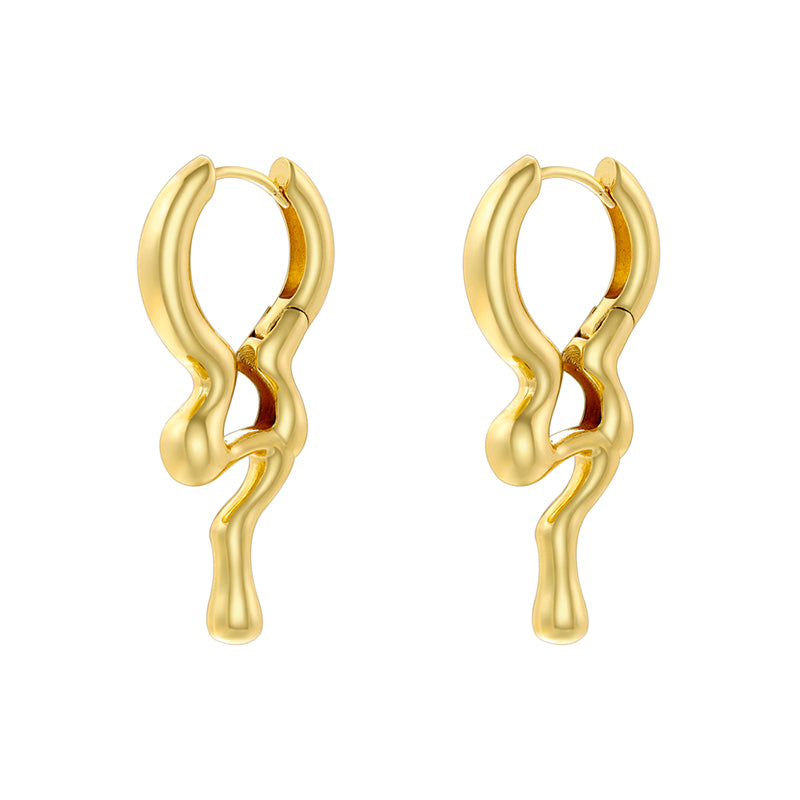 1 Pair Ig Style Casual Simple Style Water Droplets Plating Copper 18k Gold Plated Ear Studs