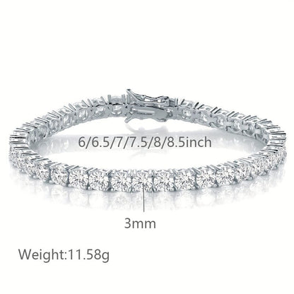 Casual Classic Style Round Brass 18k Gold Plated Platinum Plated Rhodium Plated Zircon Tennis Bracelet In Bulk