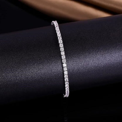 Casual Classic Style Round Brass 18k Gold Plated Platinum Plated Rhodium Plated Zircon Tennis Bracelet In Bulk