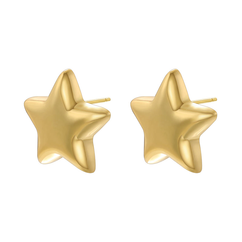 1 Pair Casual Vintage Style Simple Style C Shape U Shape Pentagram Plating Copper 18k Gold Plated Ear Studs