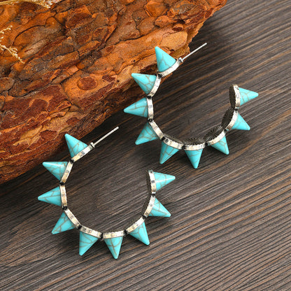 1 Pair Retro Geometric Plating Alloy Ear Studs