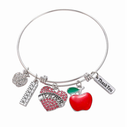 Elegant Lady Simple Style Heart Shape Apple Stainless Steel Plating Inlay Zircon Bangle