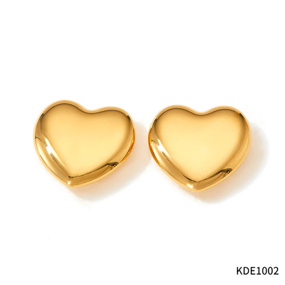 1 Pair Simple Style Geometric Heart Shape Plating Stainless Steel Ear Studs