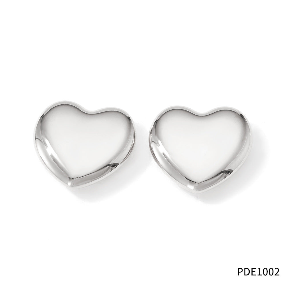 1 Pair Simple Style Geometric Heart Shape Plating Stainless Steel Ear Studs