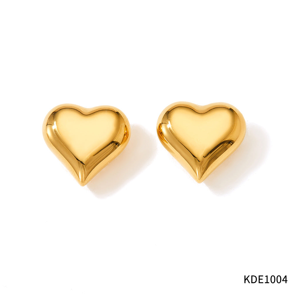 1 Pair Simple Style Geometric Heart Shape Plating Stainless Steel Ear Studs