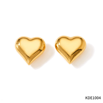 1 Pair Simple Style Geometric Heart Shape Plating Stainless Steel Ear Studs