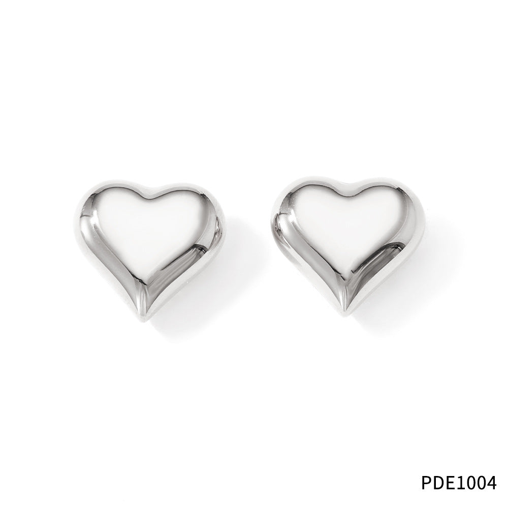 1 Pair Simple Style Geometric Heart Shape Plating Stainless Steel Ear Studs