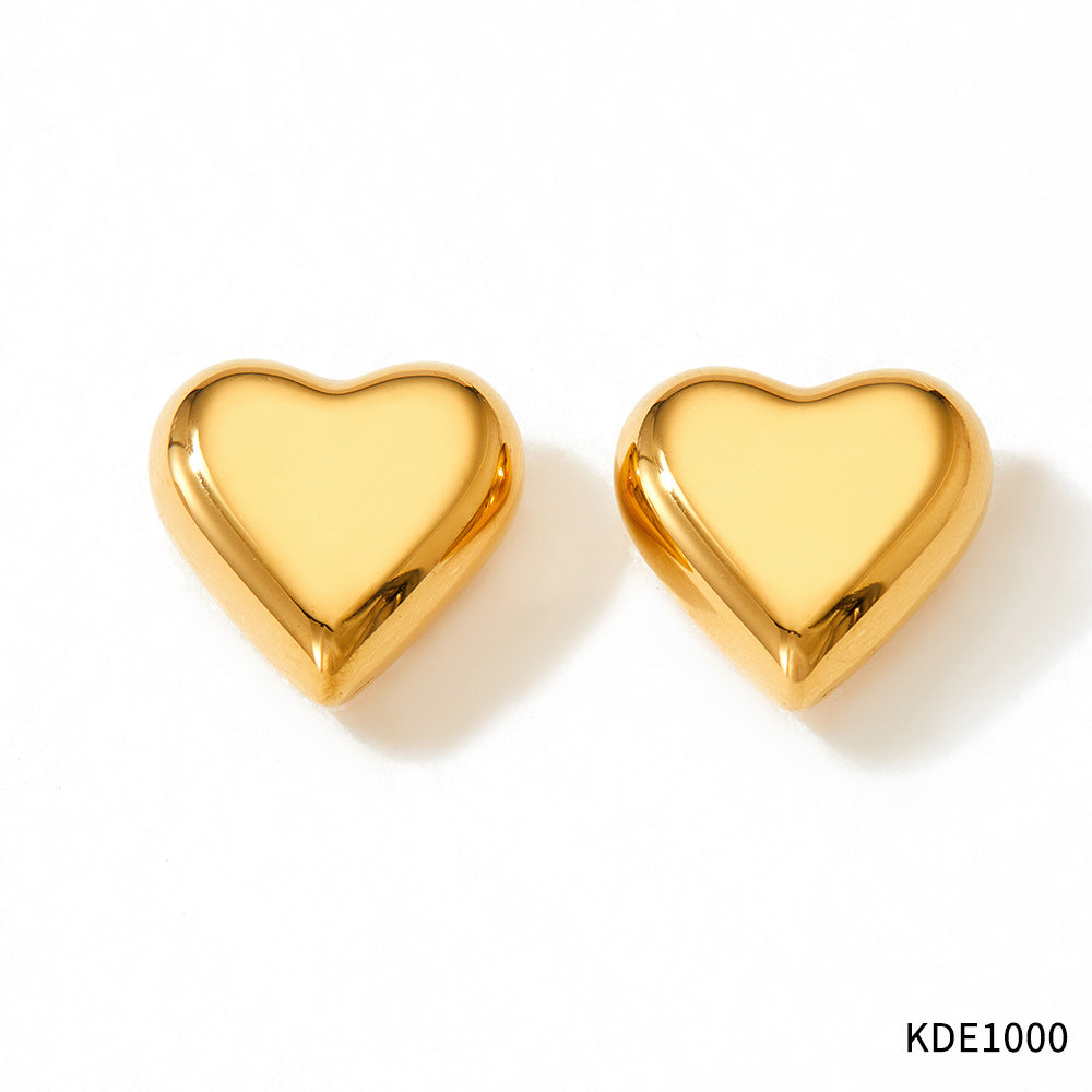 1 Pair Simple Style Geometric Heart Shape Plating Stainless Steel Ear Studs