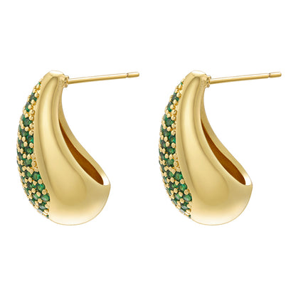 1 Pair Elegant Water Droplets Plating Inlay Copper Zircon 18k Gold Plated Ear Studs