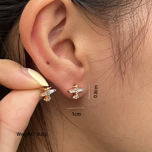 1 Pair Cute Xuping Commute Strawberry Airplane Plating Inlay Copper Alloy Zircon 18k Gold Plated Ear Studs