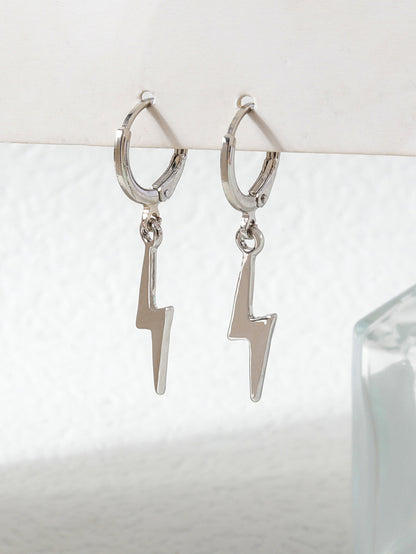 1 Pair Elegant Lady Lightning Stainless Steel Drop Earrings