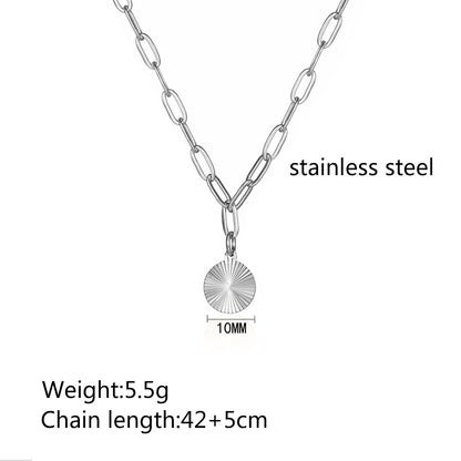 Wholesale Simple Style Commute Solid Color Titanium Steel Chain Pendant Necklace