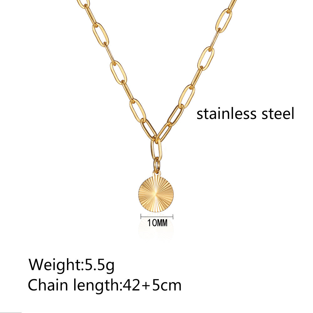 Wholesale Simple Style Commute Solid Color Titanium Steel Chain Pendant Necklace