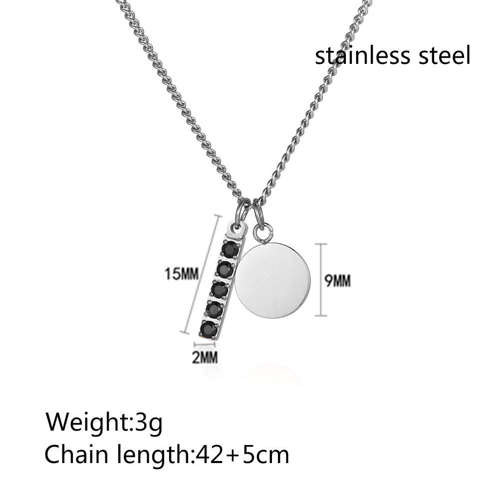 Wholesale Commute Color Block Titanium Steel Inlay Zircon Pendant Necklace