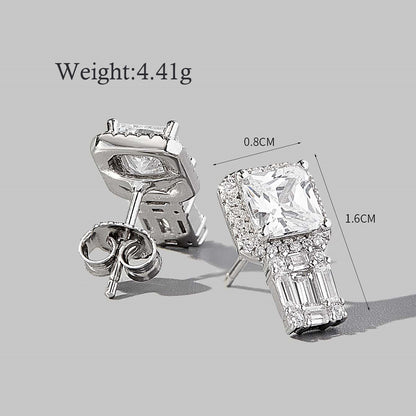 1 Pair Cute Sweet Triangle Heart Shape Plating Inlay Sterling Silver Zircon White Gold Plated Rhodium Plated Ear Studs