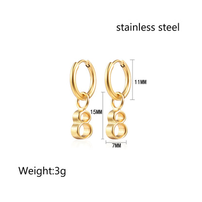 1 Pair Retro Solid Color Plating Titanium Steel Gold Plated Drop Earrings