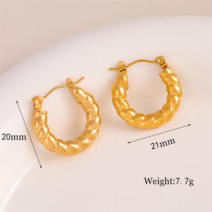 1 Pair Retro Simple Style U Shape Round Oval Plating Stainless Steel 18k Gold Plated Earrings