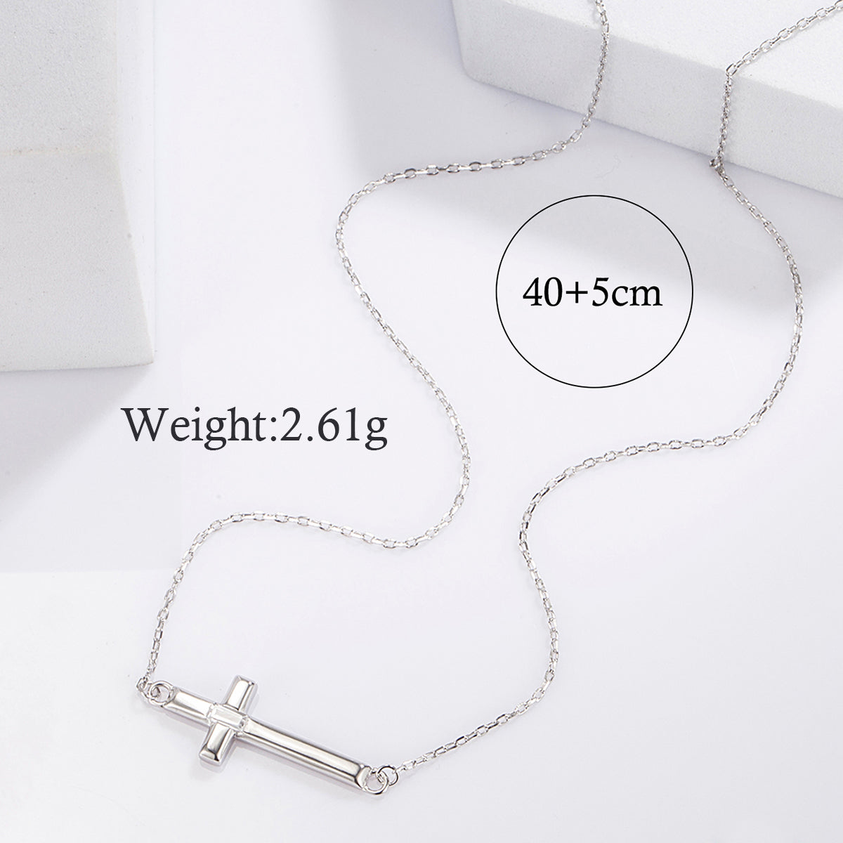 Simple Style Commute Cross Letter Sterling Silver Plating Inlay Zircon White Gold Plated Pendant Necklace