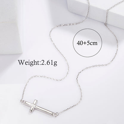 Simple Style Commute Cross Letter Sterling Silver Plating Inlay Zircon White Gold Plated Pendant Necklace