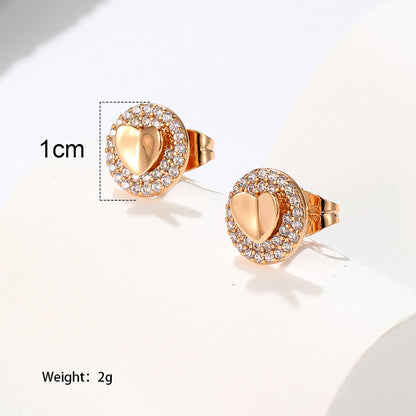 1 Pair Xuping Simple Style Classic Style Maple Leaf Heart Shape Flower Plating Inlay Copper Alloy Artificial Gemstones 14k Gold Plated 18k Gold Plated Ear Studs