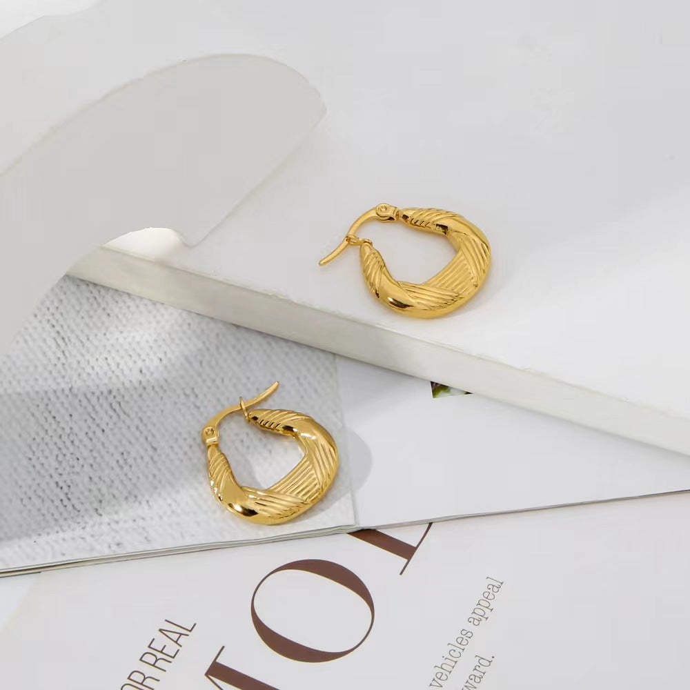 1 Pair Elegant Lady Geometric Plating Stainless Steel 18k Gold Plated Earrings