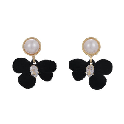 1 Pair Elegant Lady Flower Alloy Gold Plated Drop Earrings