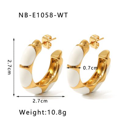 1 Pair Vintage Style Simple Style C Shape Epoxy Plating Stainless Steel 18k Gold Plated Ear Studs