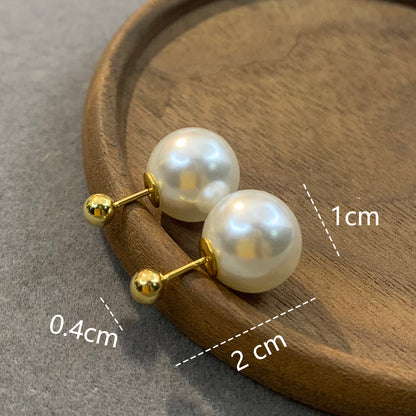 1 Pair Simple Style Round Plating Imitation Pearl 14k Gold Plated Silver Plated Ear Studs