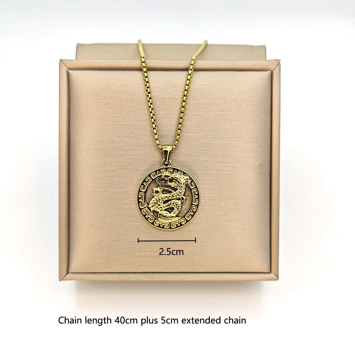 Chinoiserie Streetwear Dragon Stainless Steel Plating 18k Gold Plated Pendant Necklace