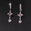 1 Pair Ig Style Vintage Style Cross Heart Shape Plating Inlay Copper Artificial Gemstones Zircon 18k Gold Plated Drop Earrings