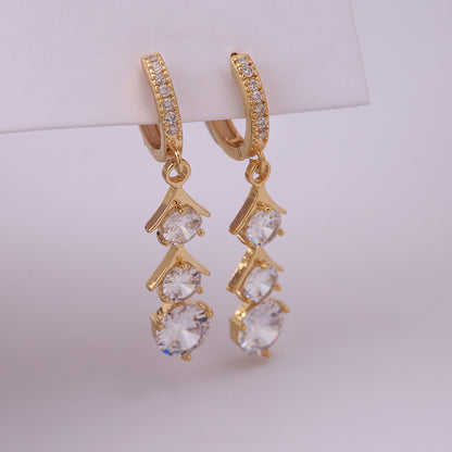 1 Pair Ig Style Sweet Color Block Plating Inlay Copper Zircon 18k Gold Plated Silver Plated Drop Earrings